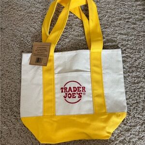 Trader Joe's Yellow and White Tote Bag